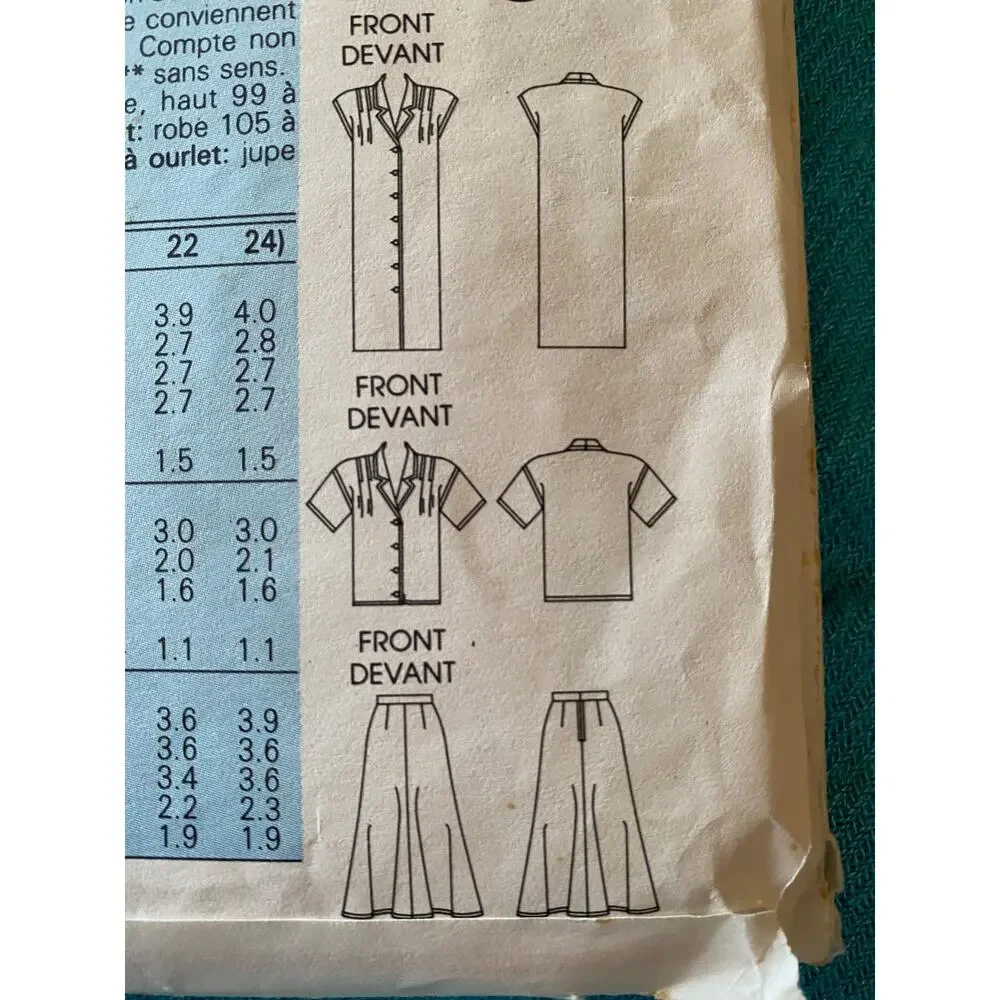 Vogue 9608 shirt dress pattern sz 8 10 12